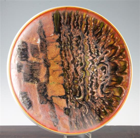 A large Poole pottery dish, by Tony Morris, 43.5cm